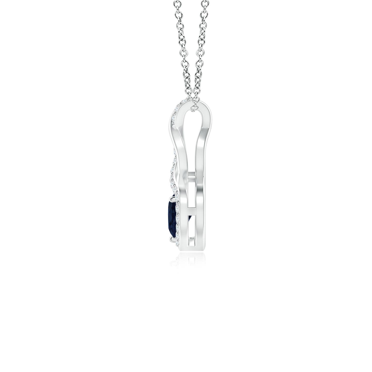4mm A Heart-Shaped Blue Sapphire Infinity Pendant with Diamond Accents in P950 Platinum - side 3