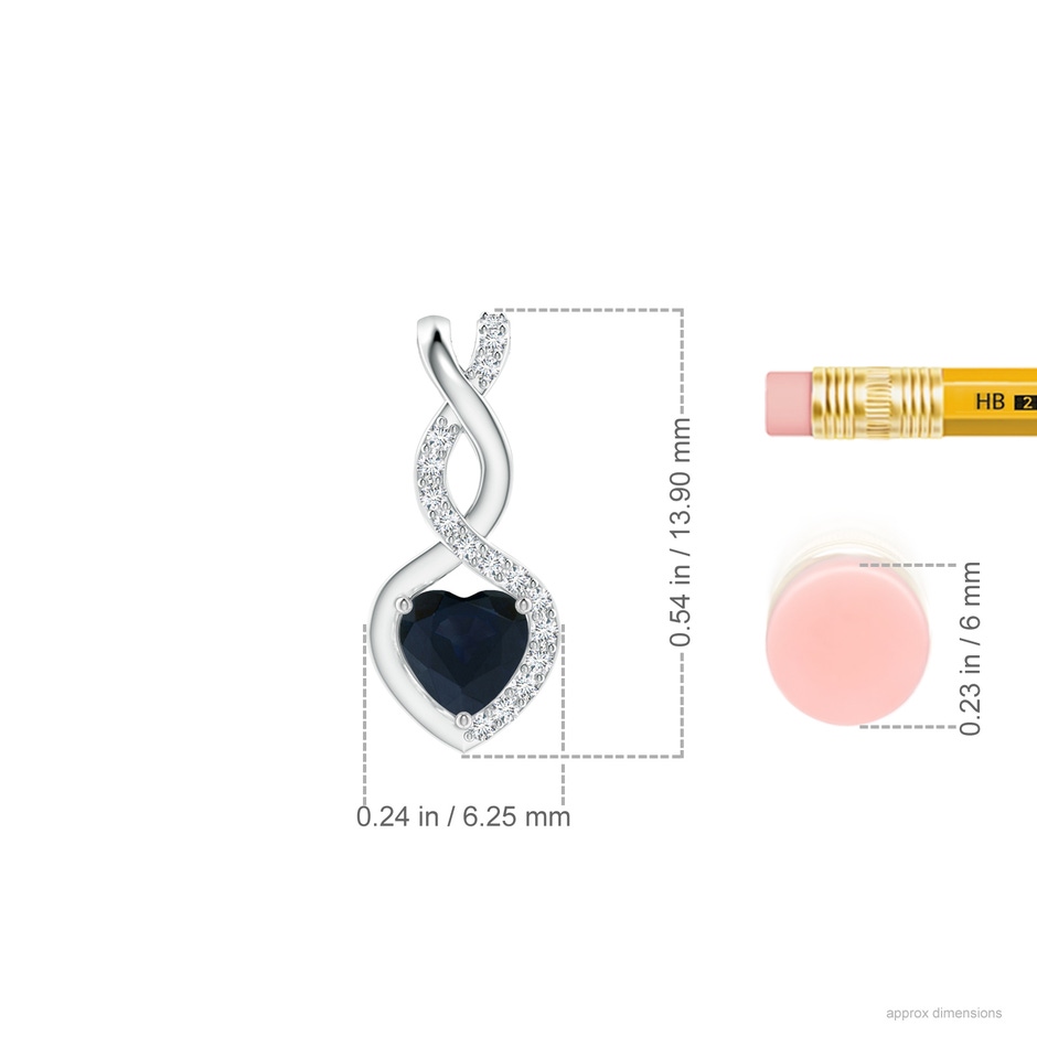 4mm A Heart-Shaped Blue Sapphire Infinity Pendant with Diamond Accents in P950 Platinum ruler