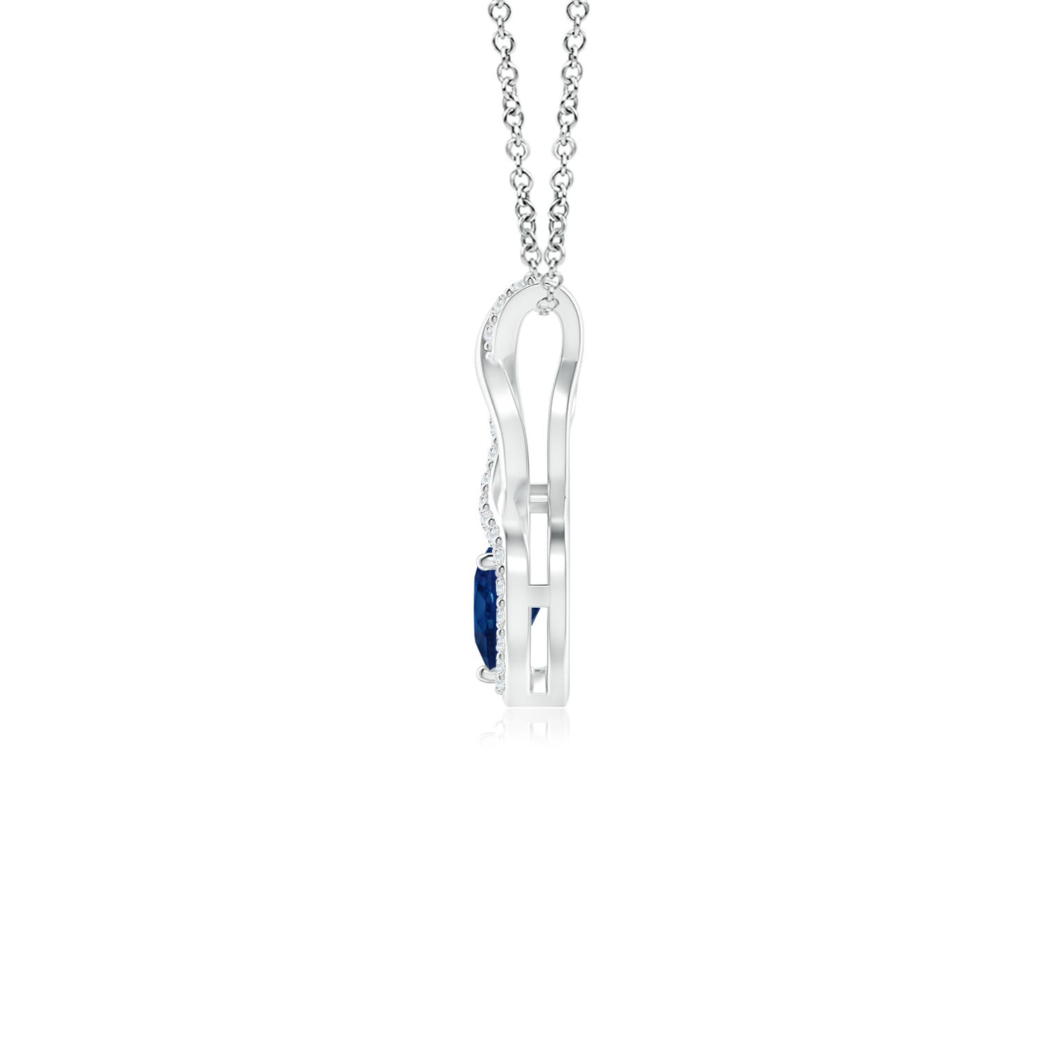 AA - Blue Sapphire / 0.35 CT / 14 KT White Gold