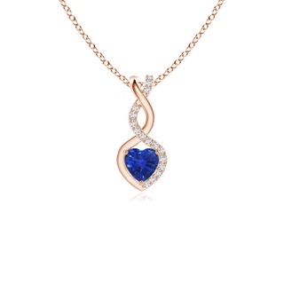 4mm AAA Sapphire Infinity Heart Pendant with Diamonds in Rose Gold