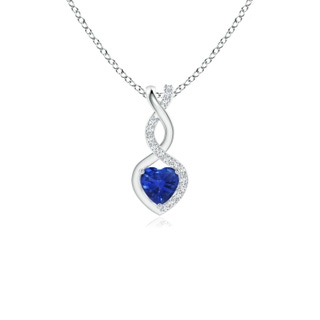 4mm AAA Sapphire Infinity Heart Pendant with Diamonds in S999 Silver