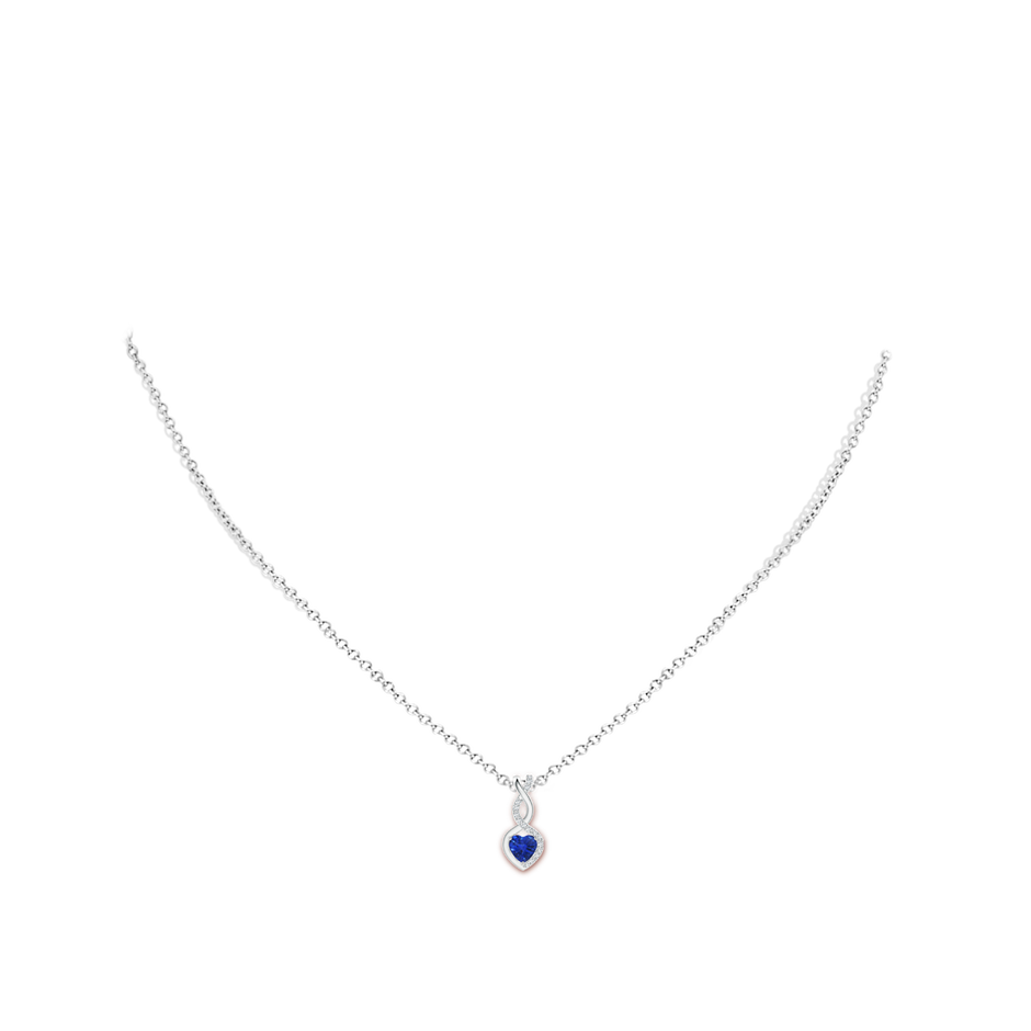特价！ サファイアinfinity Heart Pendant with Diamonds (4 mmブルー