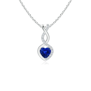 4mm AAAA Sapphire Infinity Heart Pendant with Diamonds in S999 Silver