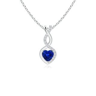 4mm AAAA Sapphire Infinity Heart Pendant with Diamonds in White Gold