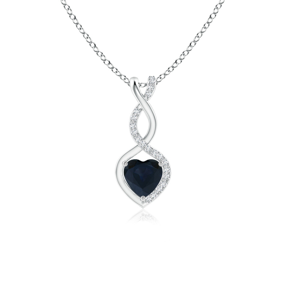 5mm A Heart-Shaped Blue Sapphire Infinity Pendant with Diamond Accents in P950 Platinum 