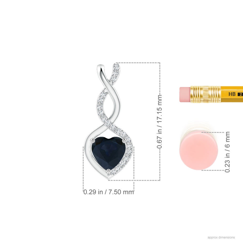 5mm A Heart-Shaped Blue Sapphire Infinity Pendant with Diamond Accents in P950 Platinum ruler