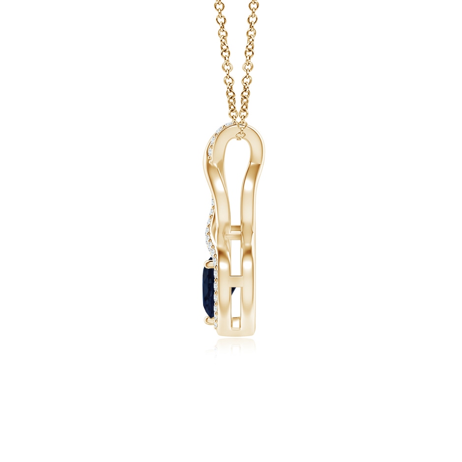 5mm A Heart-Shaped Blue Sapphire Infinity Pendant with Diamond Accents in Yellow Gold side 199