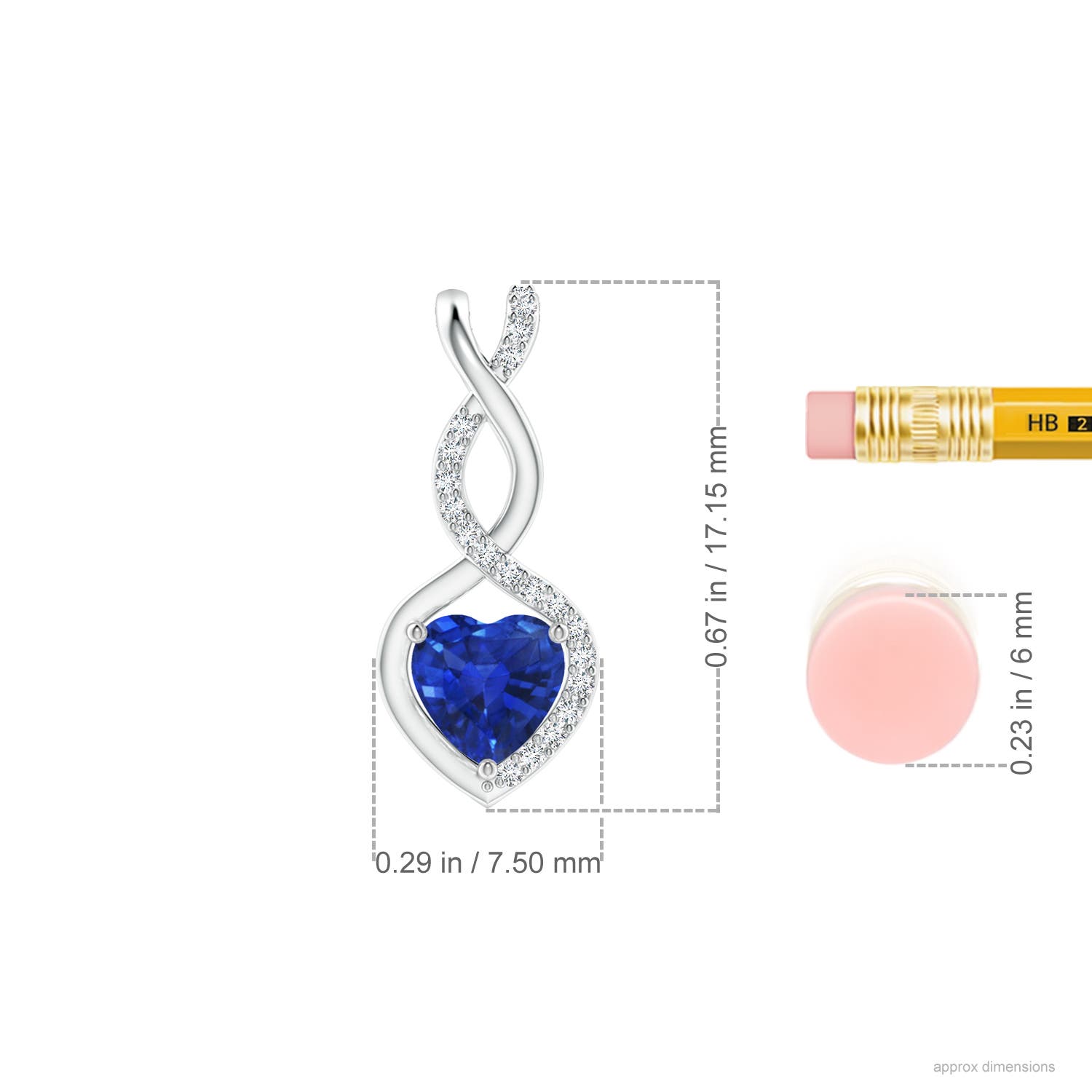 Heart-Shaped Blue Sapphire Infinity Pendant with Diamond Accents