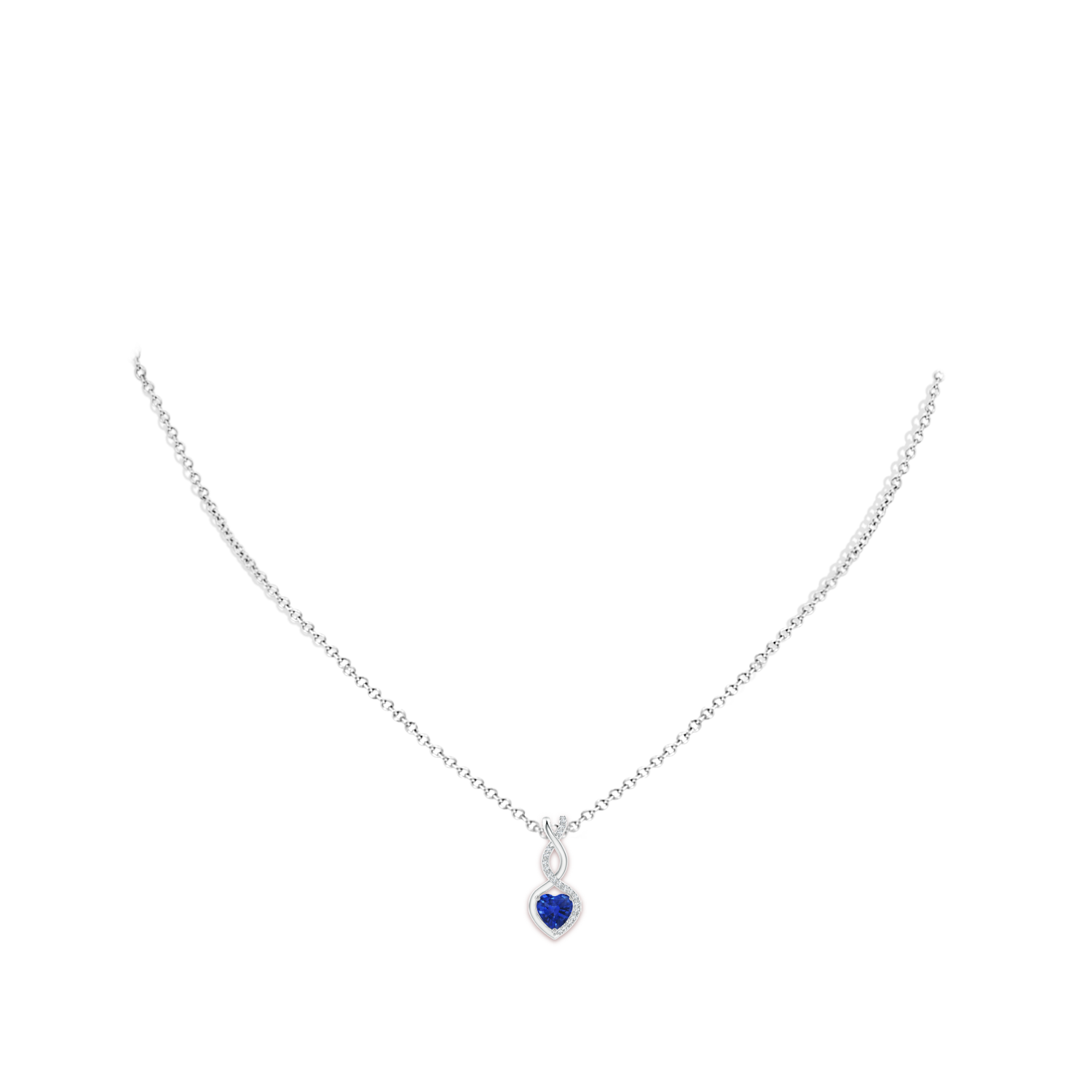 ブリリアント ハート(S) Heart-Shaped Blue Sapphire Infinity Pendant with Diamond Accents