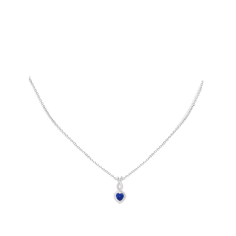 Heart-Shaped Blue Sapphire Infinity Pendant with Diamond Accents