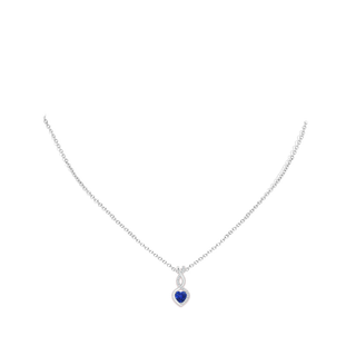 Heart-Shaped Blue Sapphire Infinity Pendant with Diamond Accents