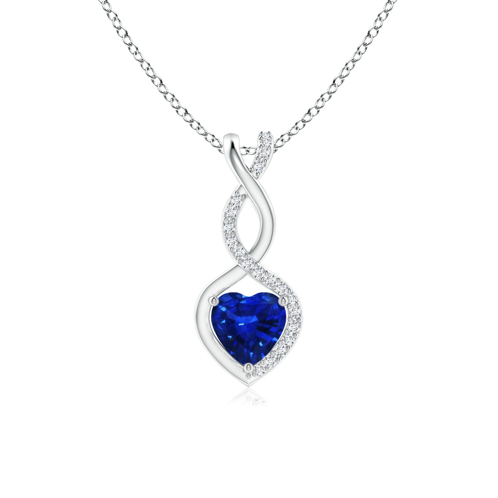5mm AAAA Sapphire Infinity Heart Pendant with Diamonds in P950 Platinum 
