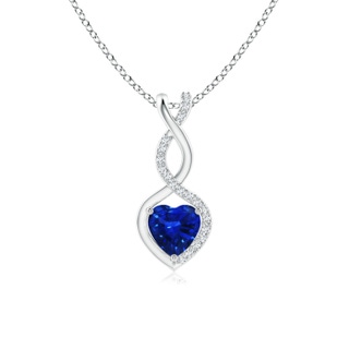 5mm AAAA Sapphire Infinity Heart Pendant with Diamonds in P950 Platinum