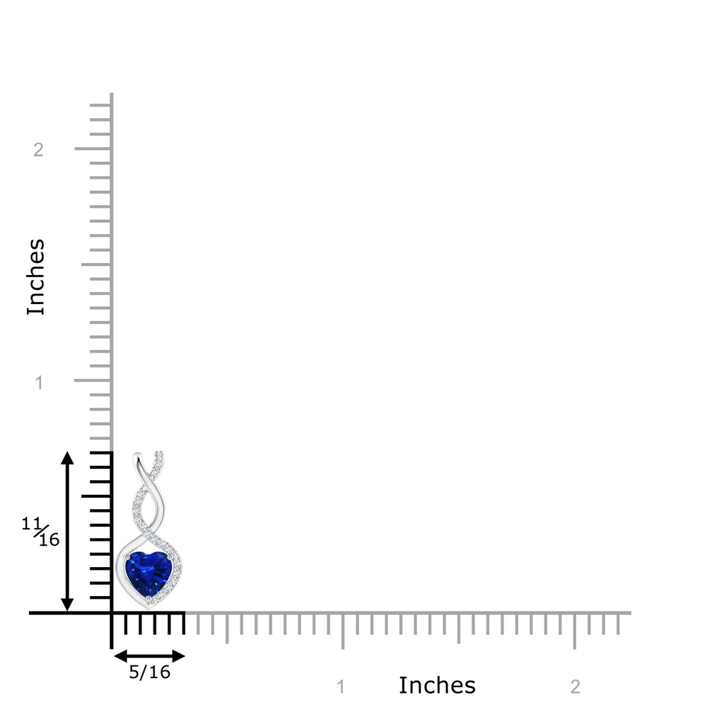 5mm AAAA Sapphire Infinity Heart Pendant with Diamonds in P950 Platinum Ruler