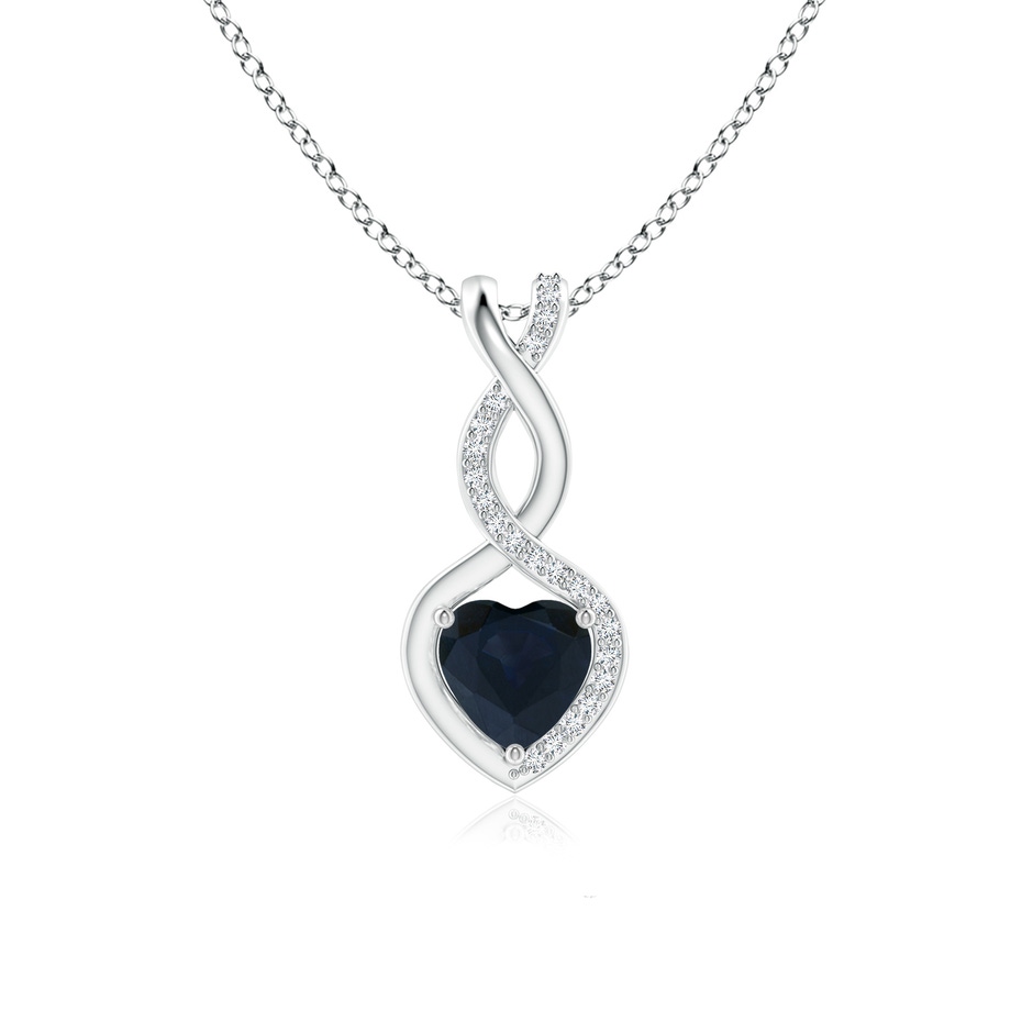 6mm A Heart-Shaped Blue Sapphire Infinity Pendant with Diamond Accents in White Gold 