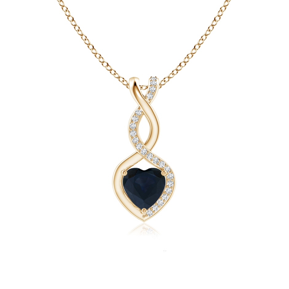 6mm A Heart-Shaped Blue Sapphire Infinity Pendant with Diamond Accents in Yellow Gold 