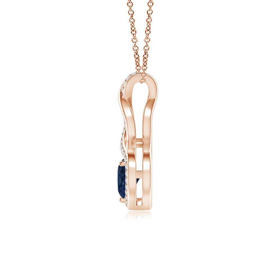 6mm AA Heart-Shaped Blue Sapphire Infinity Pendant with Diamond Accents in Rose Gold side 199