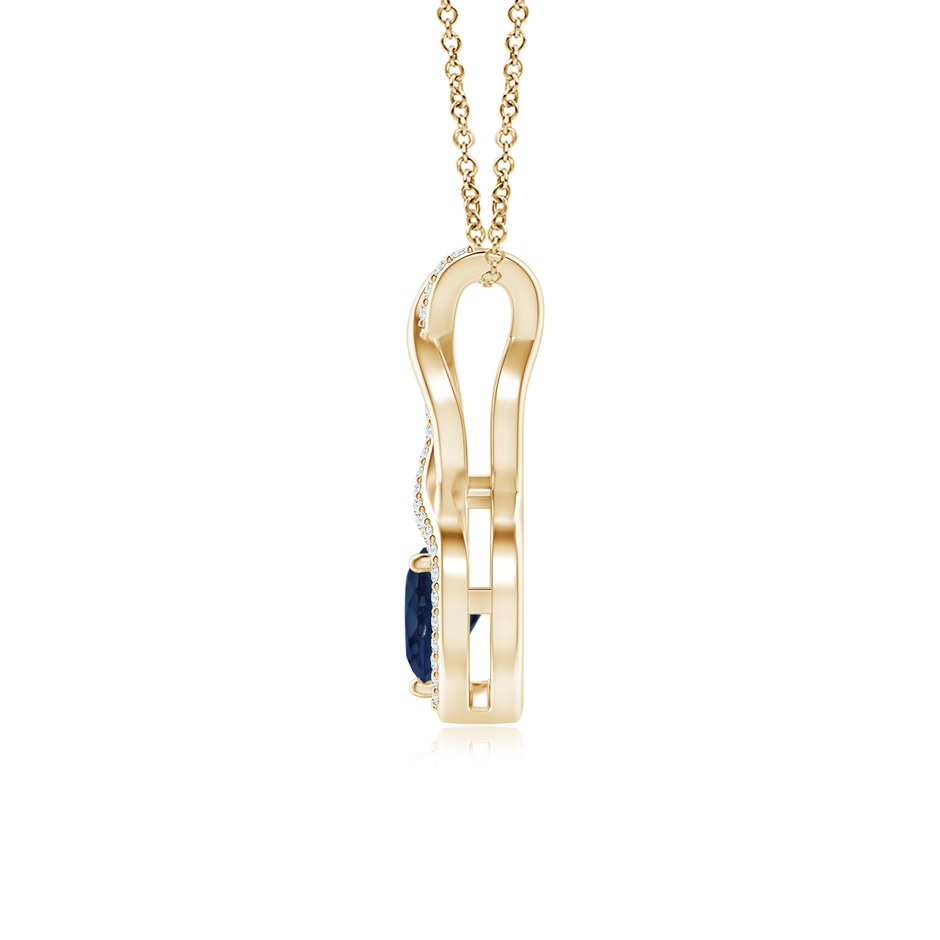 6mm AA Heart-Shaped Blue Sapphire Infinity Pendant with Diamond Accents in Yellow Gold side 199