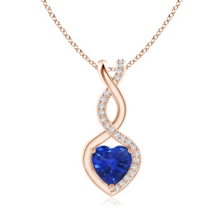 6mm AAA Sapphire Infinity Heart Pendant with Diamonds in Rose Gold
