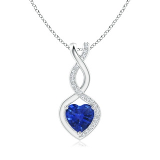 6mm AAA Sapphire Infinity Heart Pendant with Diamonds in White Gold