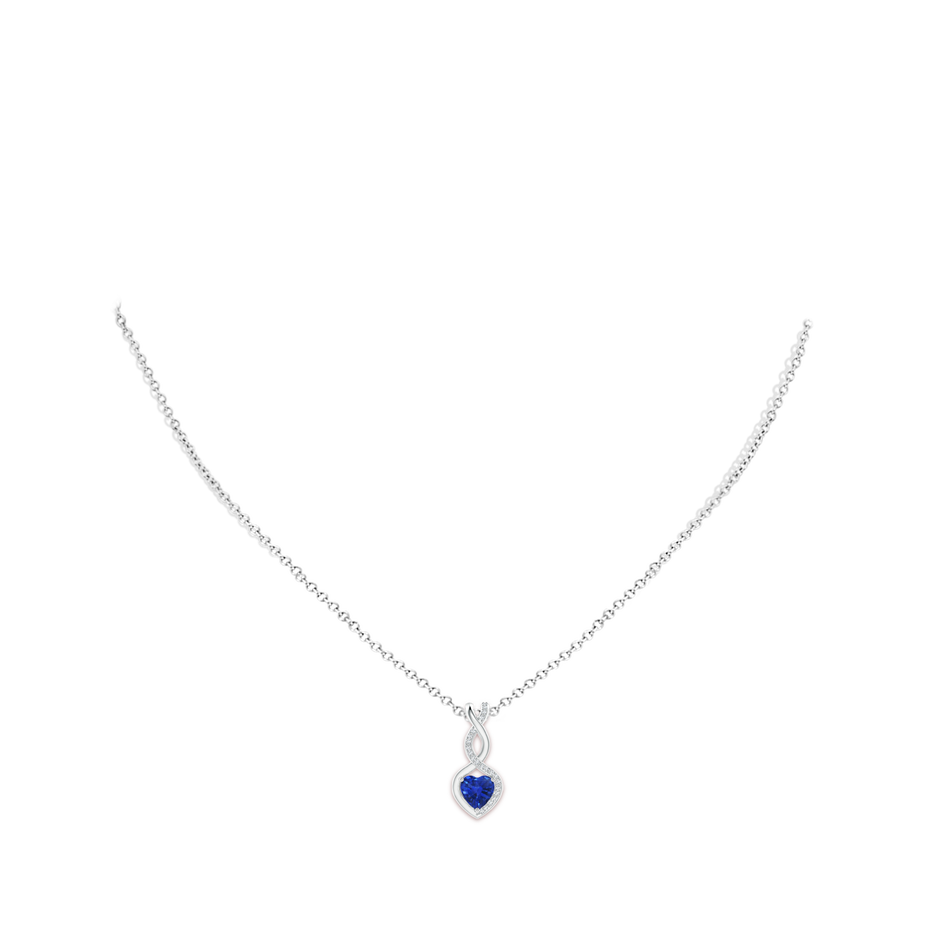 6mm AAA Heart-Shaped Blue Sapphire Infinity Pendant with Diamond Accents in White Gold pen