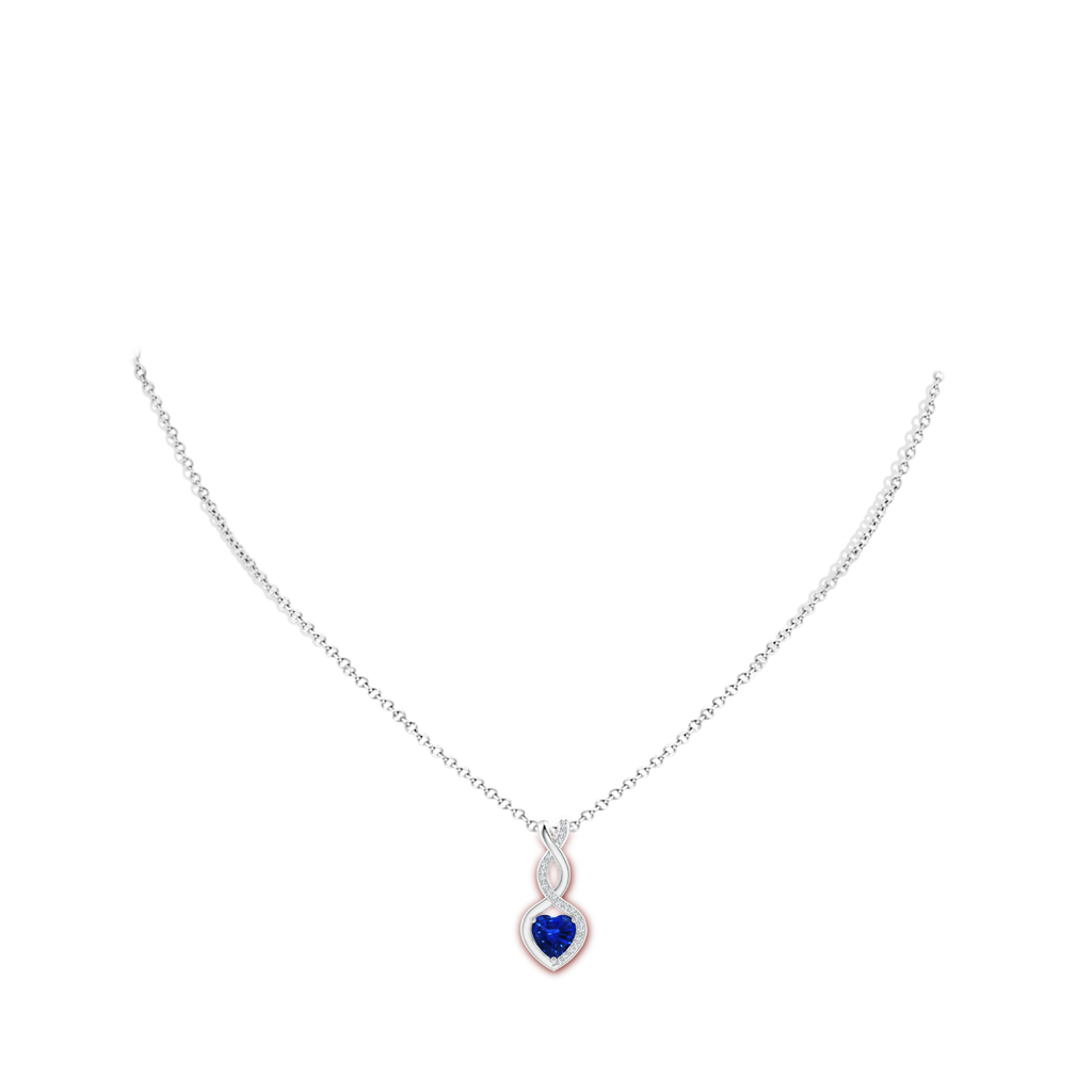 6mm AAAA Sapphire Infinity Heart Pendant with Diamonds in P950 Platinum Body-Neck