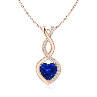 6mm AAAA Sapphire Infinity Heart Pendant with Diamonds in Rose Gold