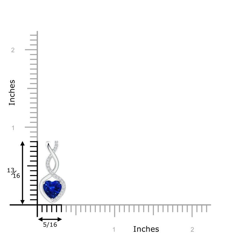 6mm AAAA Sapphire Infinity Heart Pendant with Diamonds in White Gold ruler