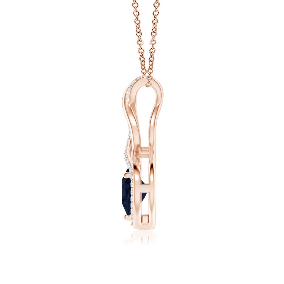 7mm A Heart-Shaped Blue Sapphire Infinity Pendant with Diamond Accents in Rose Gold side 199