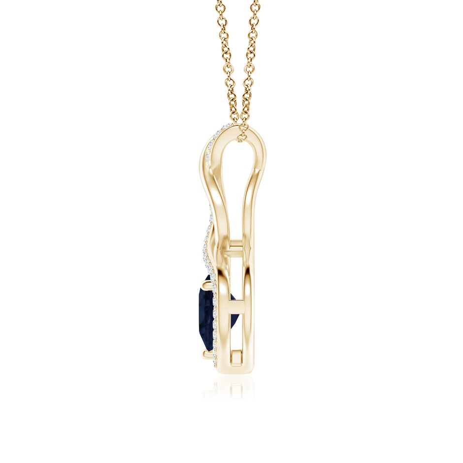7mm A Heart-Shaped Blue Sapphire Infinity Pendant with Diamond Accents in Yellow Gold side 199