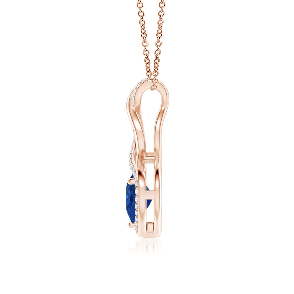 7mm AAA Heart-Shaped Blue Sapphire Infinity Pendant with Diamond Accents in Rose Gold side 199
