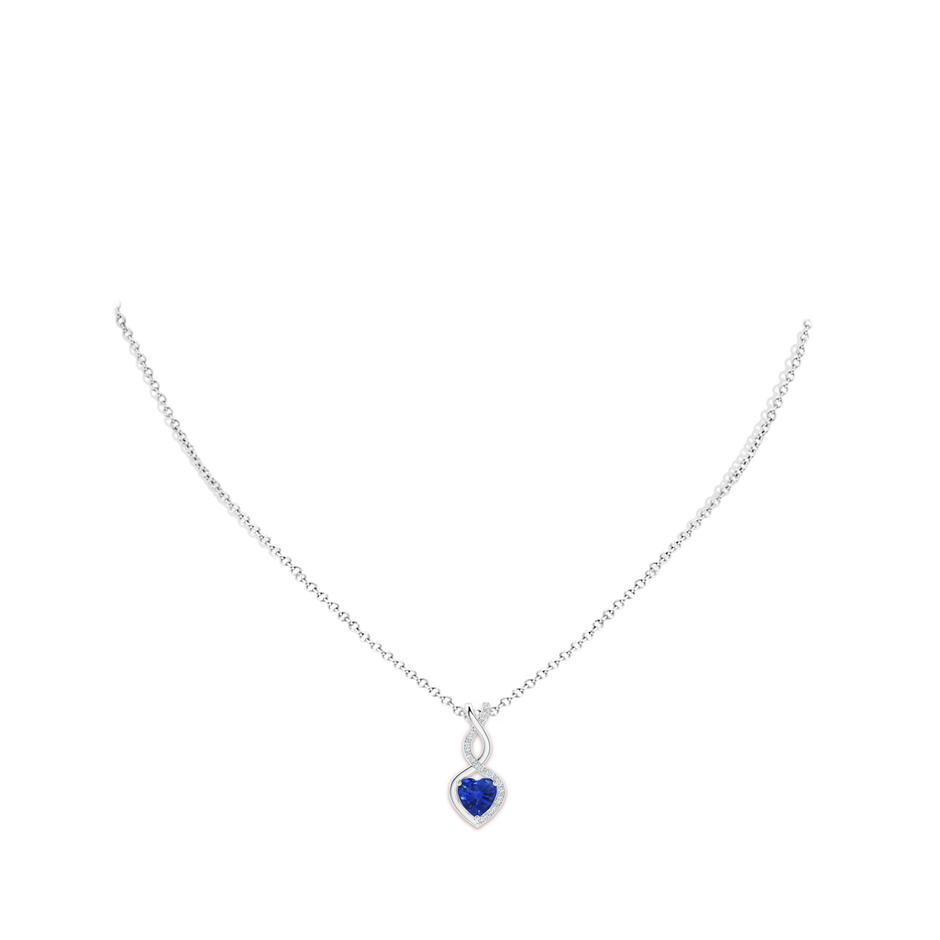 7mm AAA Heart-Shaped Blue Sapphire Infinity Pendant with Diamond Accents in White Gold pen