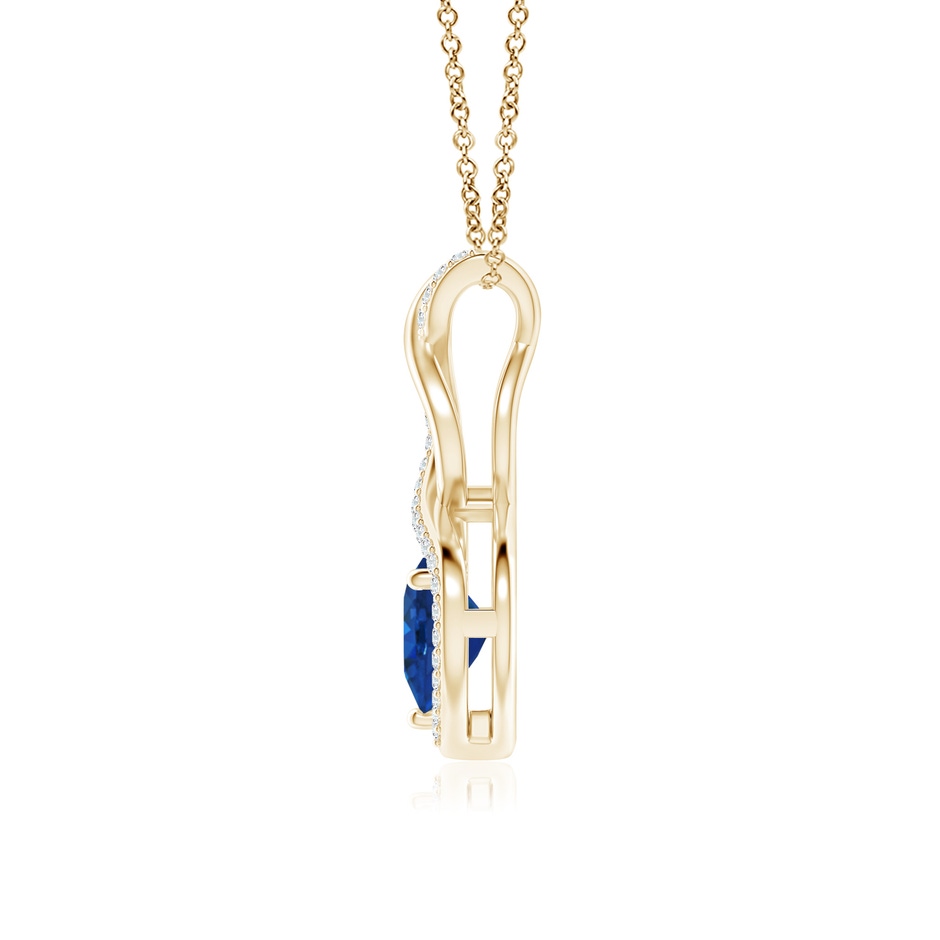7mm AAA Heart-Shaped Blue Sapphire Infinity Pendant with Diamond Accents in Yellow Gold side 199