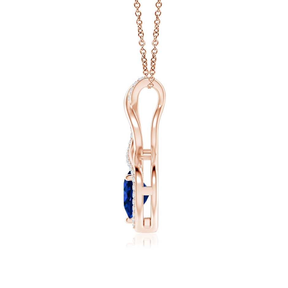 7mm AAAA Heart-Shaped Blue Sapphire Infinity Pendant with Diamond Accents in 18K Rose Gold side 199