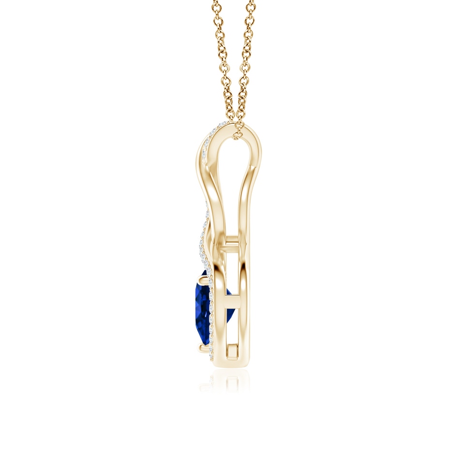 7mm AAAA Heart-Shaped Blue Sapphire Infinity Pendant with Diamond Accents in 18K Yellow Gold side 199