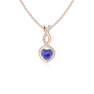 4mm AAA Tanzanite Infinity Heart Pendant with Diamonds in Rose Gold