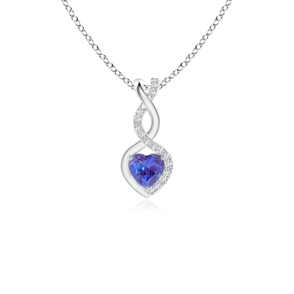 4mm AAA Heart-Shaped Tanzanite Infinity Pendant with Diamond Accents in S999 Silver 