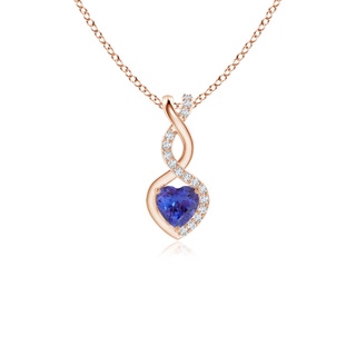 4mm AAAA Heart-Shaped Tanzanite Infinity Pendant with Diamond Accents in 9K Rose Gold