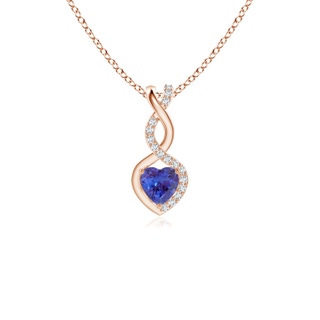 4mm AAAA Tanzanite Infinity Heart Pendant with Diamonds in Rose Gold