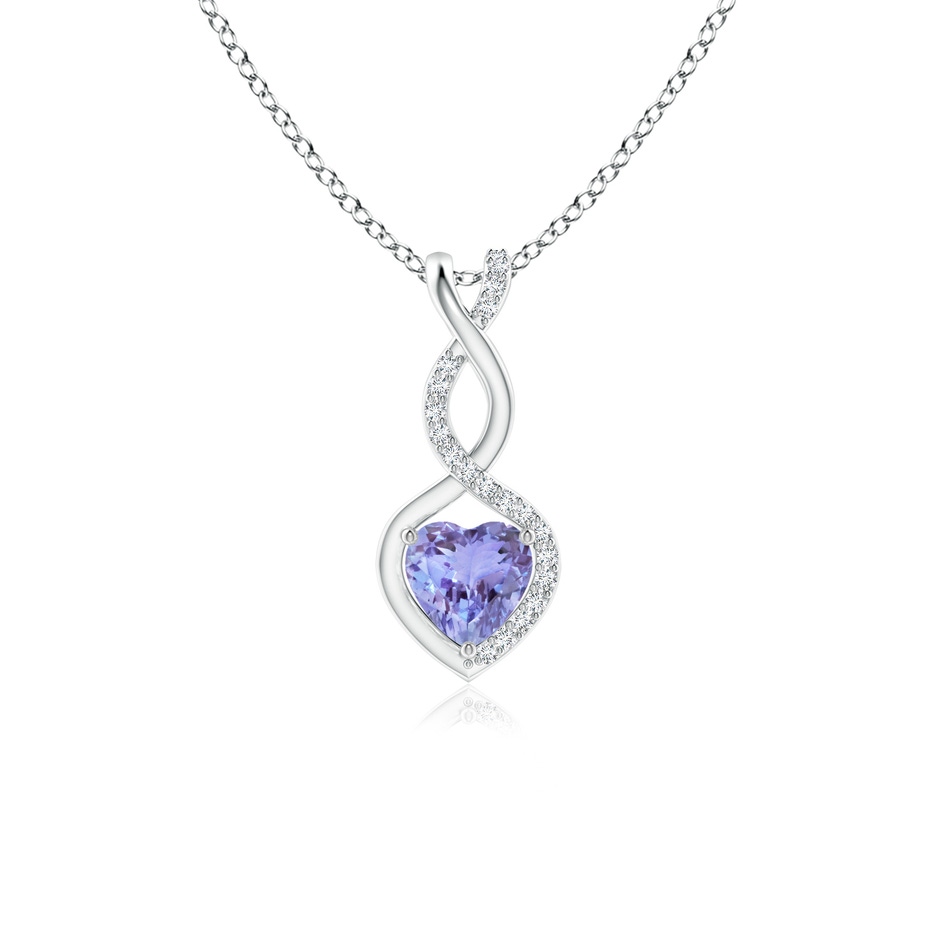 5mm AA Heart-Shaped Tanzanite Infinity Pendant with Diamond Accents in P950 Platinum 