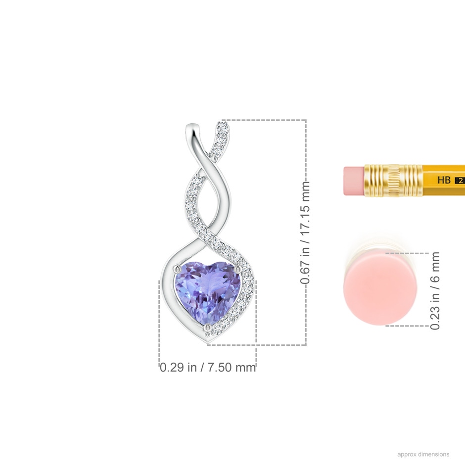 5mm AA Heart-Shaped Tanzanite Infinity Pendant with Diamond Accents in P950 Platinum ruler