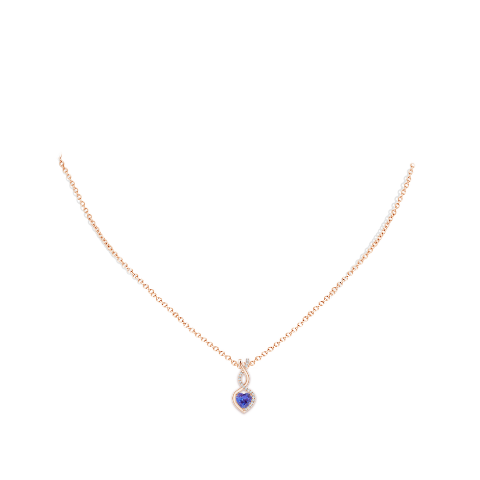 5mm AAA Heart-Shaped Tanzanite Infinity Pendant with Diamond Accents in Rose Gold pen