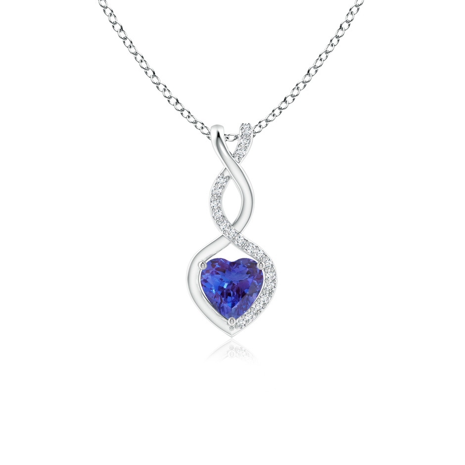 5mm AAAA Heart-Shaped Tanzanite Infinity Pendant with Diamond Accents in P950 Platinum 