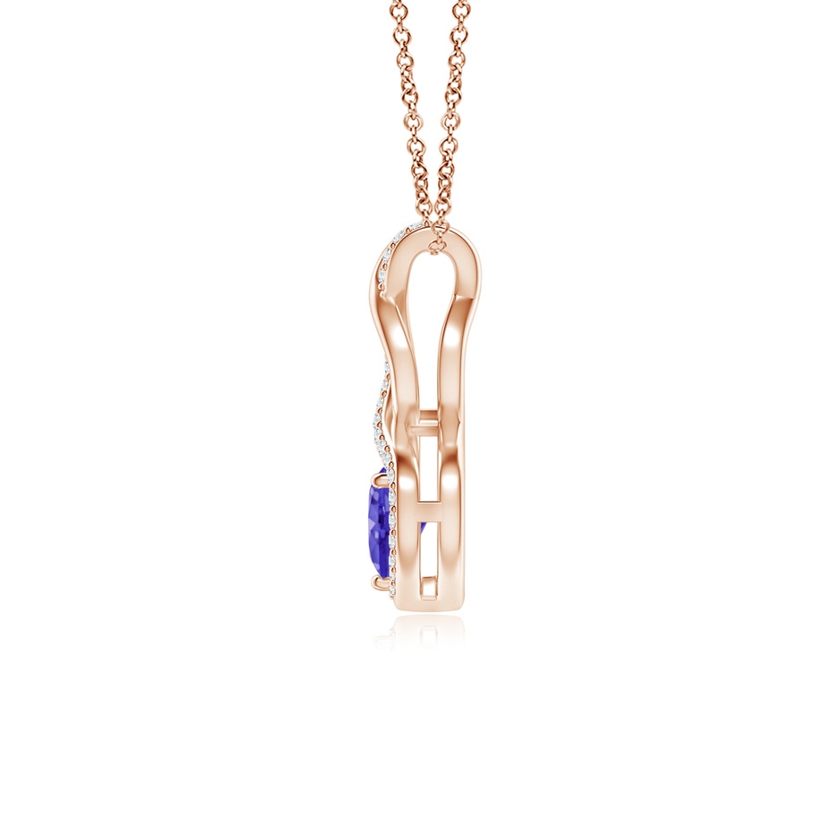 5mm AAAA Heart-Shaped Tanzanite Infinity Pendant with Diamond Accents in Rose Gold side 199