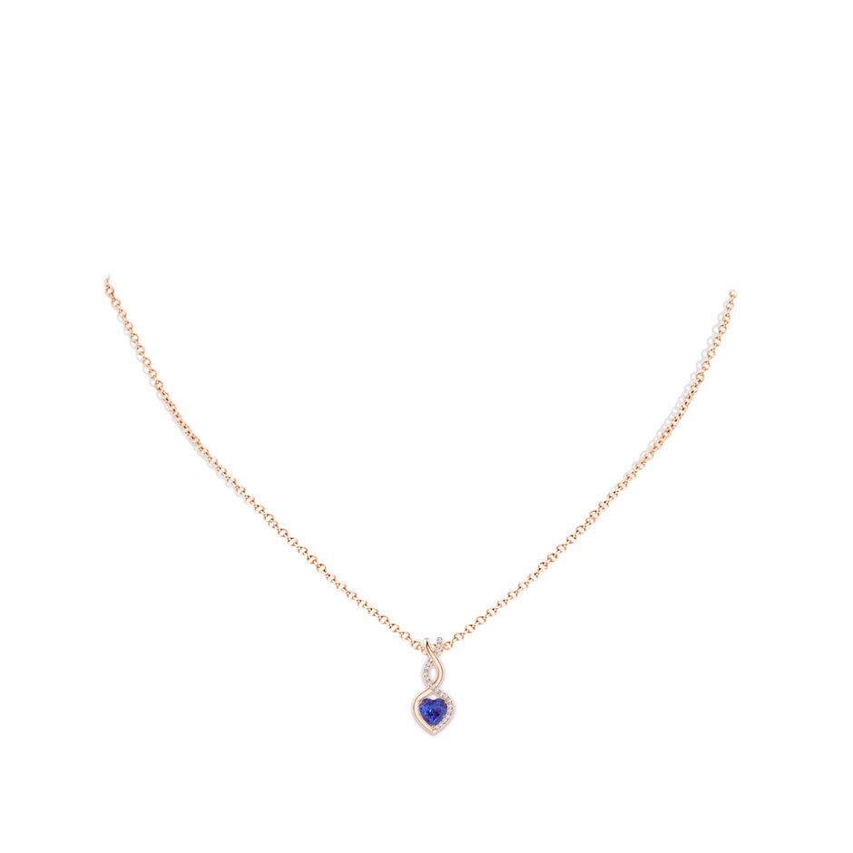 5mm AAAA Heart-Shaped Tanzanite Infinity Pendant with Diamond Accents in Rose Gold pen