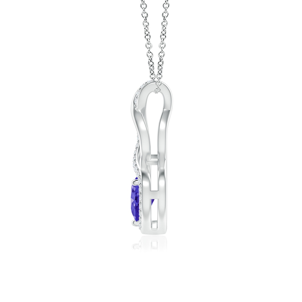 5mm AAAA Tanzanite Infinity Heart Pendant with Diamonds in White Gold Side 1