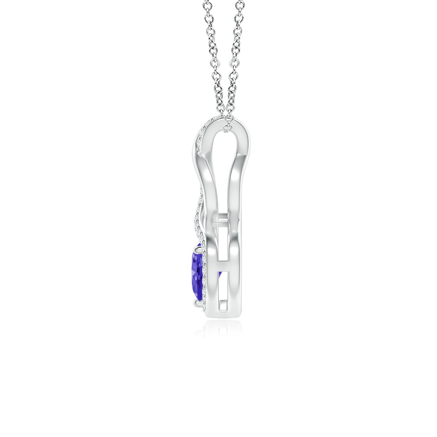 5mm AAAA Heart-Shaped Tanzanite Infinity Pendant with Diamond Accents in White Gold - side 4