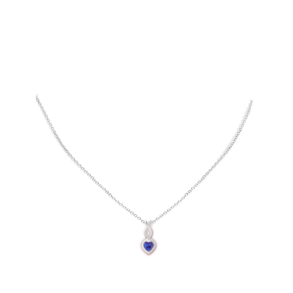 5mm AAAA Tanzanite Infinity Heart Pendant with Diamonds in White Gold Body-Neck