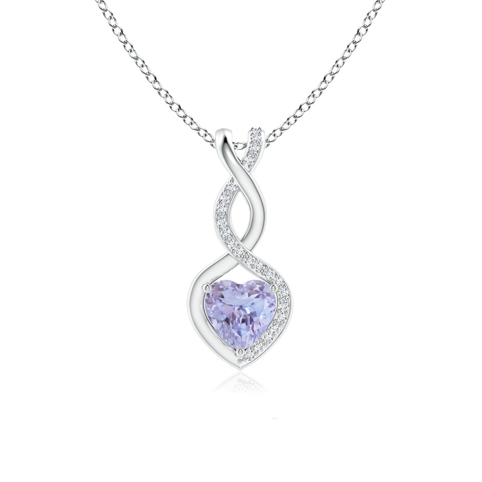 6mm A Heart-Shaped Tanzanite Infinity Pendant with Diamond Accents in White Gold 