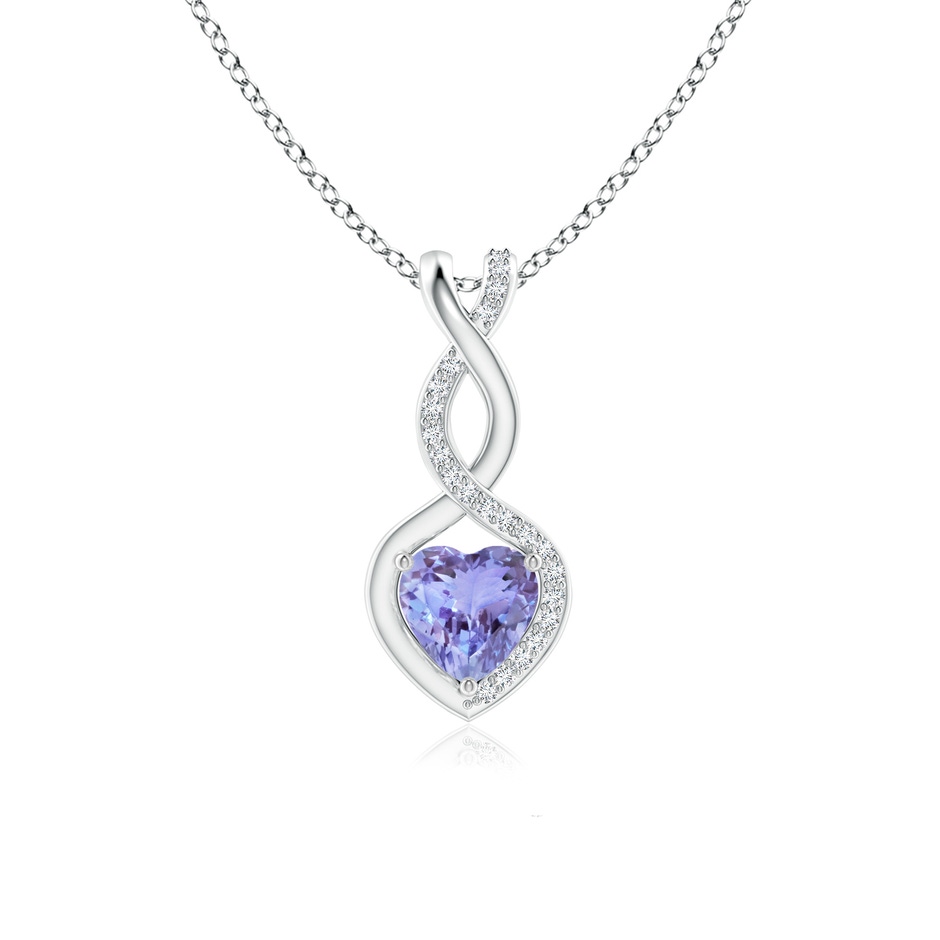 6mm AA Heart-Shaped Tanzanite Infinity Pendant with Diamond Accents in P950 Platinum 
